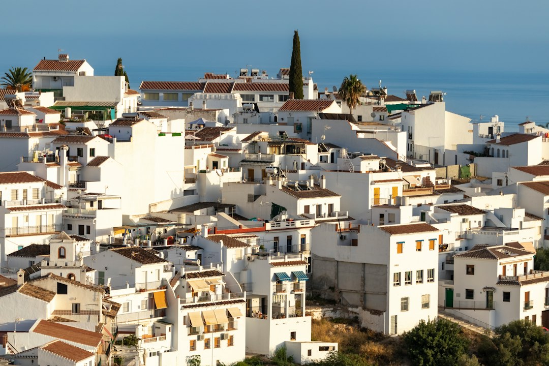 Whitewashed Andalusian townscape among the hills of southern Spain
