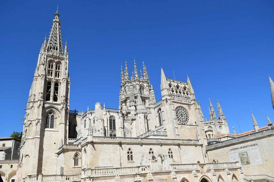 Historic cathedral architecture in Burgos, northern Spain