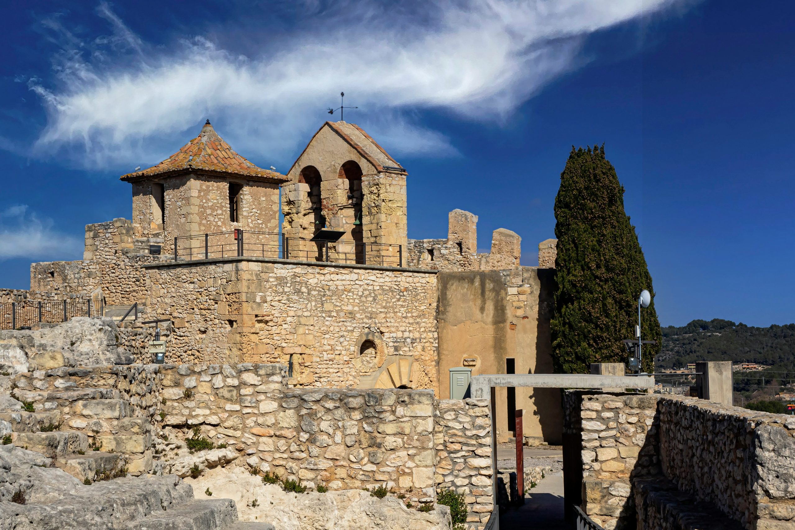 Historic stone architecture in a Catalan town