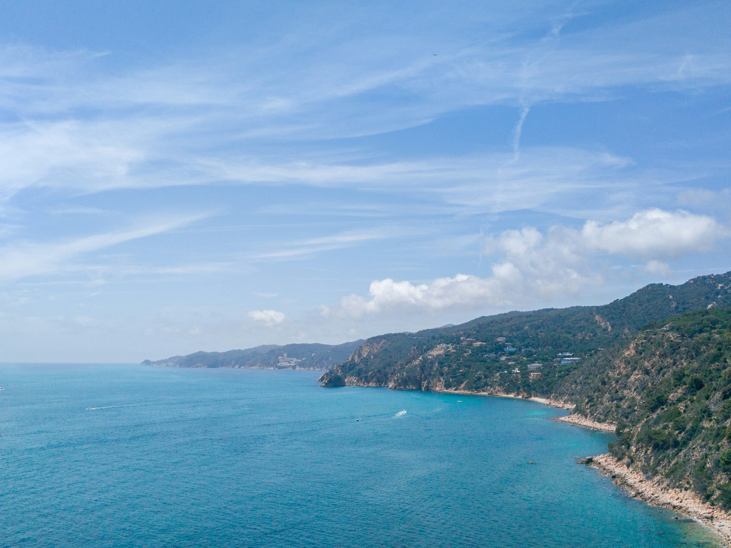 Mediterranean coastline and blue sea in Spain