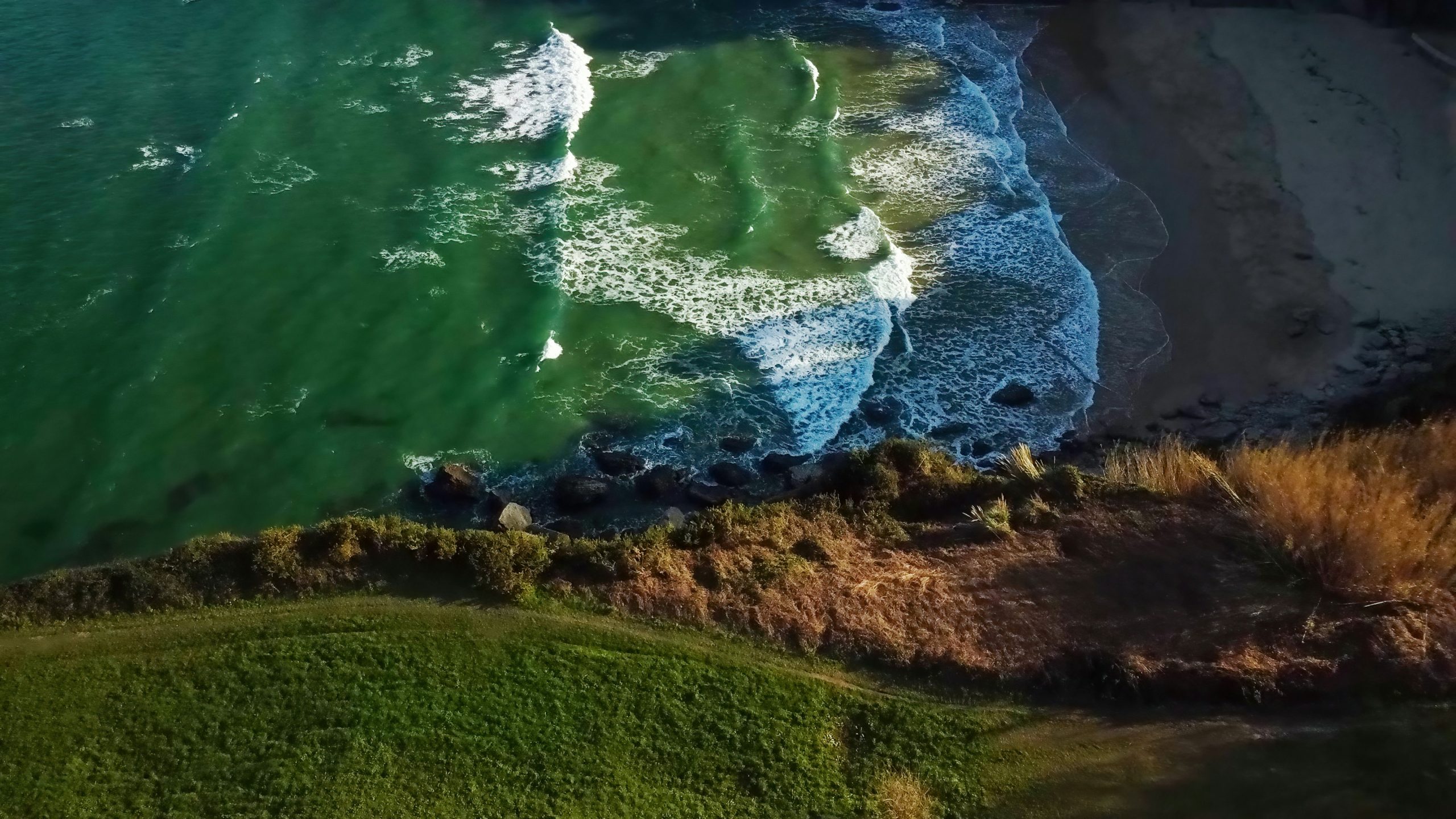 Green Cantabrian coastline and Atlantic beach