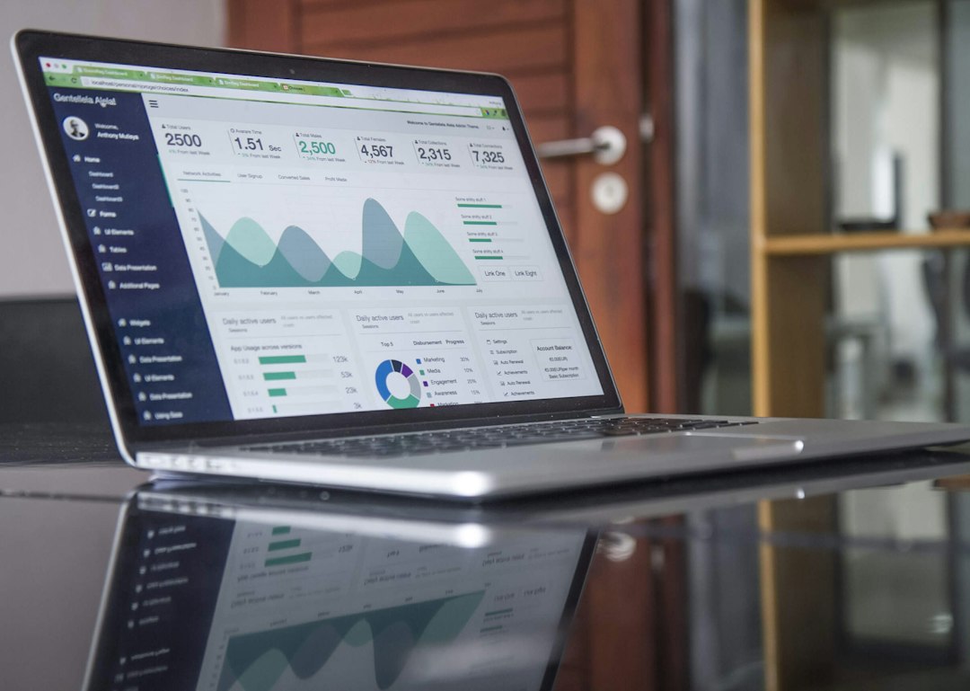 SEO analytics dashboard on a laptop for website performance and search visibility